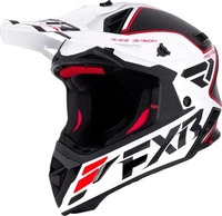 FXR 260606-2001-04, FXR Helium Logo Carbon Motocross Helm Schwarz Weiss Rot male