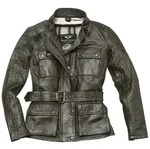 Black-Cafe London Madrid Damen Motorrad Lederjacke, gr&uuml;n, Gr&ouml;&szlig;e S