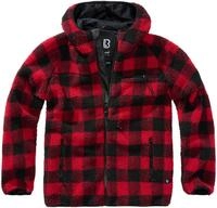 Brandit Teddyfleece Worker Jacke, schwarz-rot, Gr&ouml;&szlig;e XL f&uuml;r M&auml;nner