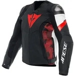 Dainese Avro 5 Motorrad Lederjacke, schwarz-weiss-rot, Gr&ouml;&szlig;e 46 f&uuml;r M&auml;nner