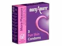 «Fun Skin» extra feuchte Kondome mit Rippen und Noppen (3 Kondome)