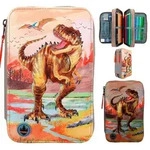 DEPESCHE 12381 Dino World 3-Fach Federtasche LED Khakibraun
