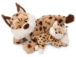 NICI Kuscheltier Luchs Mutter 40cm & Kind 20cm liegend GREEN