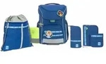 L&auml;ssig 7-teiliges Schulranzen-Set Slim Unique Dark Blue 21 Liter 30 x 25 x 41,5 cm