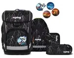 ergobag cubo light Schulranzen-Set ReflektB&auml;r Schwarz Wei&szlig; 5-teilig 19 Liter