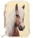 Depesche 0013975 Miss Melody 3 Fach Federtasche mit Pferdekopf Applikation