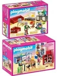 PLAYMOBIL&reg; Dollhouse 2er Set Familienk&uuml;che + Gem&uuml;tliches Wohnzimmer