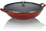 kela Wok mit feuerfestem Deckel, Gusseisen, Emaille-Beschichtung, Hohe