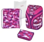 Herlitz Motion Plus Schulrucksackset Pink Cubes, 4-teilig