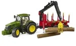 BRUDER&reg; 03154 Traktor John Deere 7R 350 mit R&uuml;ckeanh&auml;nger und 4 Baumst&auml;mmen
