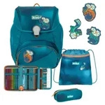 Scout Schulranzen-Set Alpha Exklusiv Superflash Seadragon, 4-teilig