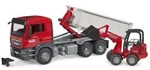 BRUDER&reg; 03767 MAN TGS LKW mit Abrollcontainer und Sch&auml;ffer Hoflader 2630