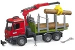 BRUDER&reg; 03669 MB Arocs Holztransport-LKW mit Ladekran, Greifer + 3 Baumst&auml;mme