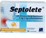 SEPTOLETE m.Zitronen-Honig-Geschm.3mg/1mg Lut.-T. 16 St.