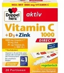 DOPPELHERZ Vitamin C 1000+D3+Zink DIRECT Pellets 20 St. (60 g)