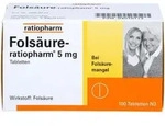 FOLS&Auml;URE-RATIOPHARM 5 mg Tabletten 100 St.