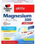 DOPPELHERZ Magnesium 500+B12+D3 Depot DIRECT Pell. 20 St.