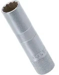 BGS 2448 Z&uuml;ndkerzen Einsatz Zw&ouml;lfkant SW 16mm mit Haltegummi lang Antrieb 10mm