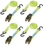 ProPlus 320205 Set 4 St&uuml;ck Spanngurt mit Ratsche + 2 Haken 5 Meter