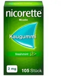 nicorette 2mg Nikotinkaugummi freshmint zur Rauchentw&ouml;hnung 105 St