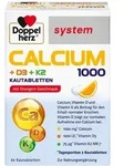 DOPPELHERZ Calcium 1000+D3+K2 system Kautabletten 60 St