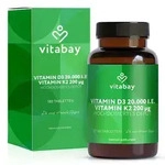 Vitamin D3 20.000 I.E. + K2 200 &mu;g MK-7 Knochen Immunsystem Depot vegan...