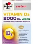 DOPPELHERZ Vitamin D3 2000 I.E. vegan system Tabl. 60 St