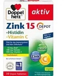 DOPPELHERZ Zink 15 mg+Histidin+Vit.C Depot aktiv 30 St