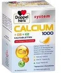 DOPPELHERZ Calcium 1000+D3+K2 system Kautabletten 60 St