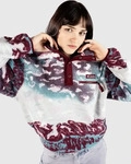Columbia Helvetia II Printed Cropped Half Snap Half-Zip Fleece Pullover rch wn M rich