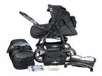 Bergsteiger Kombikinderwagen Rio mit Wickeltasche und Fußsack, schwarz
