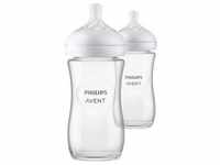 Philips Avent 2er-Pack Babyflasche Natural Response, Glas, 240ml, ab 1M transparent