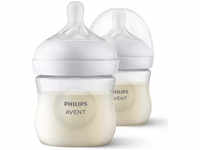 Philips Avent 2er-Pack Babyflasche Natural Response, 125ml, ab Geburt transparent
