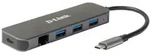 D-Link DUB-2334 USB-Hub mit Gigabit Ethernet und Ladefunktion 1x USB-C mit PD, 3x
