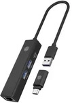 Icy Box USB 3.2 Gen 1 Type-A+C zu 2x USB-A / 1x USB-C / 1x Gigab