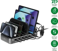 4smarts 541805, 4smarts Ladestation Team 100W 5C/1A inkl. 6 Kabel, schwarz
