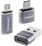 Intenso 3er Pack USB Adapter MIX480, Aluminium grau USB-C Buchse zu microUSB Stecker,