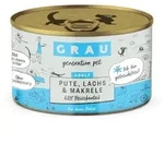 grau Katze 200 Gramm Katzennassfutter 6 x 200 Gramm Pute & Lachs & Makrele