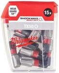 Milwaukee BIT TX50 25MM SHOCKWAVE DISP-15ST 4932430892