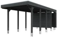 Skan Holz Carport Friesland 314x708 cm inkl. Abstellraum Sparset 2 schiefergrau