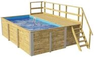 Weka Massivholzpool 595 Gr. 1 - 45 mm - 400 x 301 cm Poolfolie: blau