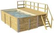 Weka Massivholzpool 595 Gr. 1 - 45 mm - 400 x 301 cm Poolfolie: Mosaik sand