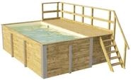 Weka Massivholzpool 595 Gr. 1 - 45 mm - 400 x 301 cm Poolfolie: sand