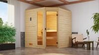 Weka Sauna Valida Eck Gr. 2 mit Glast&uuml;r+Fenster - Massivholzsauna 38 mm Ganzglast&uuml;r
