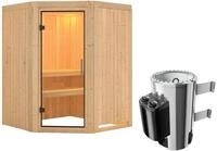 Karibu Sauna Nanja - 68 mm Systemsauna - 230 Volt Plug & Play Klarglas Ganzglast&uuml;r
