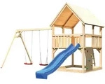 Akubi Kinderspielturm Luis mit Doppelschaukel, Kletterwand und Wellenrutsche...