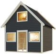 Karibu Kinderspielhaus Kalle mit 2 Etagen - 19 mm terragrau