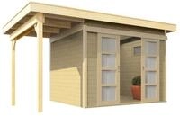 Wolff Finnhaus Gartenhaus Ger&auml;tehaus Pulti 28 ST-B mit 150 cm Seitendach A 