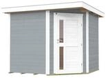 Weka 21 mm Gartenhaus 229 A Eckhaus inkl. moderner Design-Einzelt&uuml;r grau Gartenhaus