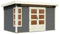 Karibu Gartenhaus Kastorf 7 mit Fensterecke - 28mm-364 x 244 cm- terragrau